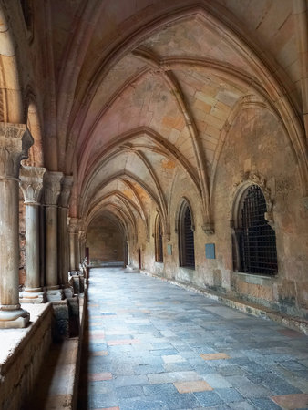 Architectural details of Medieval catholic cathedral Saint Mary in Tarragona, Catalonia, Spain.の写真素材