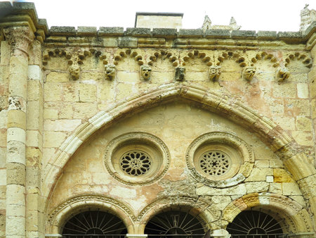 Architectural details of Medieval catholic cathedral Saint Mary in Tarragona, Catalonia, Spain.の写真素材