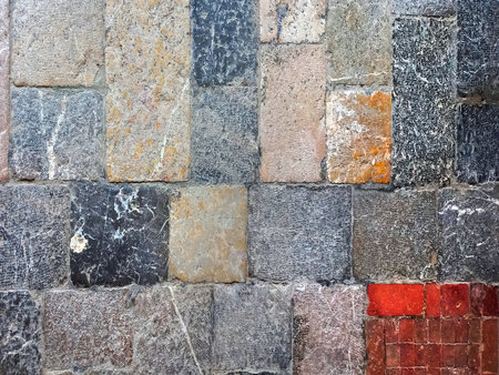 Colorful abstract old stone pavement with patternの写真素材