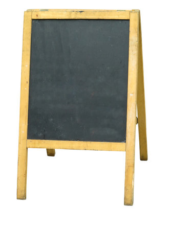 Blank chalkboard with wooden frame isolated on white background. can add your own text on space.の写真素材