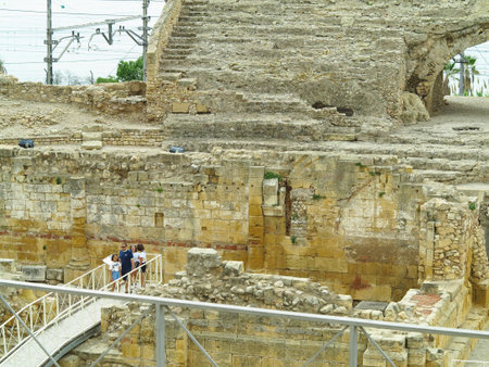 TARRAGONA, SPAIN - 06.07.2022: View of the ruins of ancient roman amphitheaterのeditorial素材