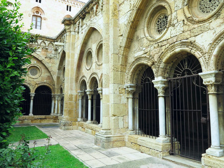 Architectural details of Medieval catholic cathedral Saint Mary in Tarragona, Catalonia, Spain.の写真素材