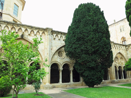 Architectural details of Medieval catholic cathedral Saint Mary in Tarragona, Catalonia, Spain.の写真素材