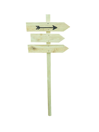 Old wooden pointer isolated over white backgroundの写真素材