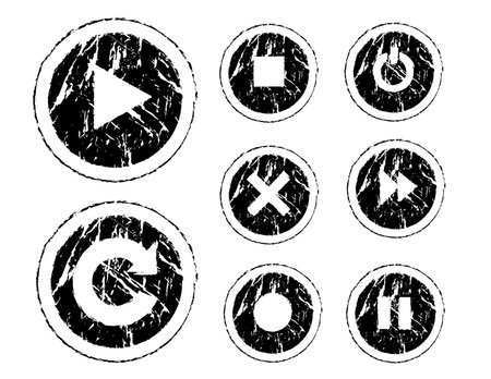 grunge buttons with common symbolsのイラスト素材