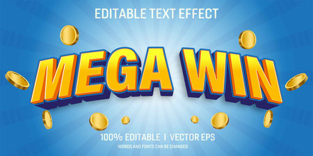 MEGA WIN vector text effect with modern style design