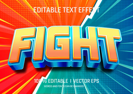 editable fight vector 3d text effect with modern style designのイラスト素材