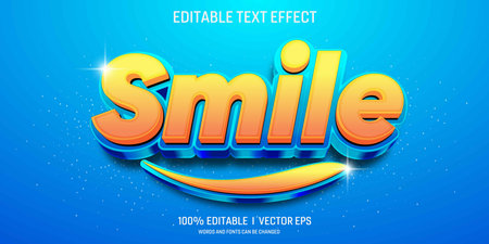 editable smile vector 3d text effect with modern style designのイラスト素材