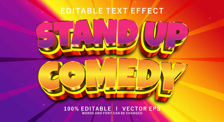 editable stand up comedy 3d vector text effect with modern style designのイラスト素材