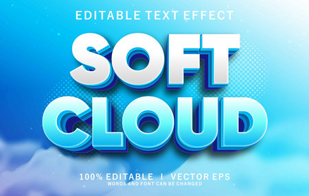 editable soft cloud 3d vector text effect with modern style designのイラスト素材