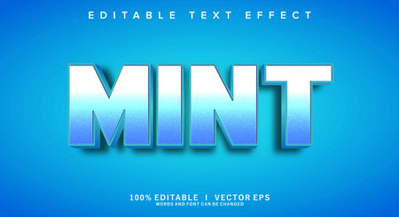 editable mint 3d vector text effect with modern style designのイラスト素材