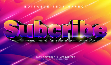 editable subcribe vector text effect with modern style designのイラスト素材