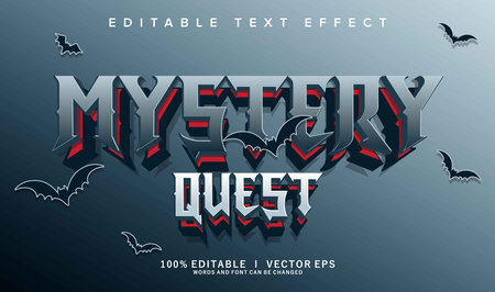 editable mystery quest vector text effect with modern style designのイラスト素材