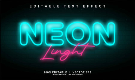 editable neon light vector text effect with modern style designのイラスト素材
