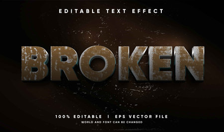 Editable broker rusty metal color damaged vector text effect with modern styleのイラスト素材