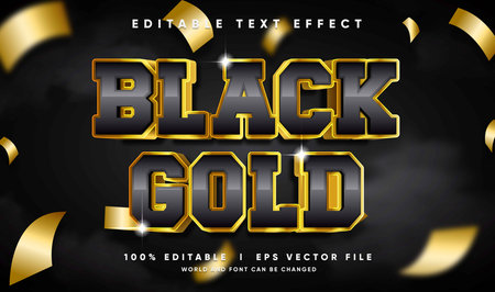 editable black gold 3d vector text effect with modern styleのイラスト素材