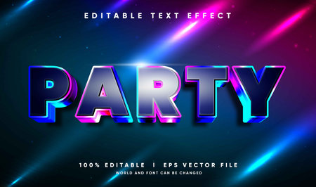 editable party 3d vector text effect with modern style full colorのイラスト素材