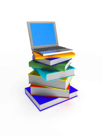 Laptop and books.の写真素材