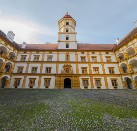 Graz, Austria - October 14, 2019: Interior courtyard of Eggenberg Palace, the most significant...