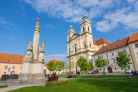 Valtice/Czech Republic - April 30, 2017: the Church of the Assumption of Virgin Mary in South Moravia region, in beautiful spring dayのeditorial素材