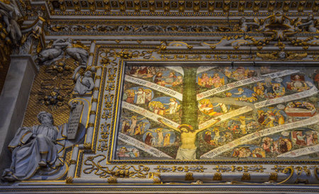 Bergamo/Italy - July 15, 2016: Interior of Basilica di Santa Maria Maggiore (Saint Mary Major) in Upper City of Bergamo, famous tourist destination in Lombardy, Italy.のeditorial素材
