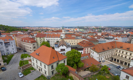 Aerial view, cityscape of Brno, South Moravia, Czech Republicのeditorial素材