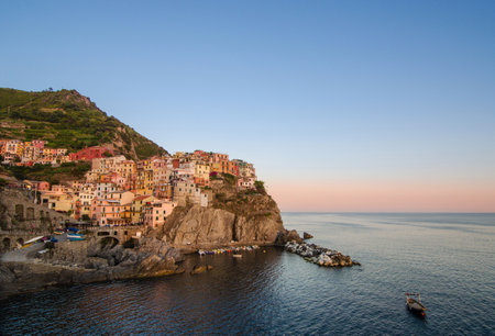 Cinque Terre - Manarola, picturesque fishermen villages in the province of La Spezia, Liguria, Italyの写真素材