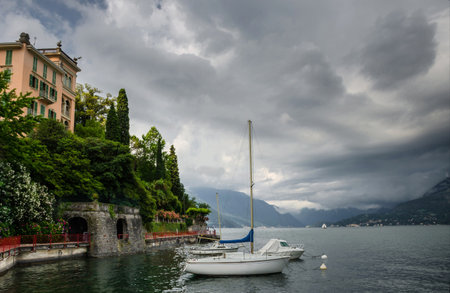 Town of Varenna, Lake Como, Lombardy, Italyの写真素材