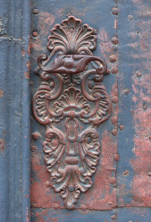 Old metal door detail in Graz, Styria region, Austriaの写真素材