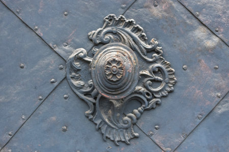 Old metal door detail in Graz, Styria region, Austriaの写真素材