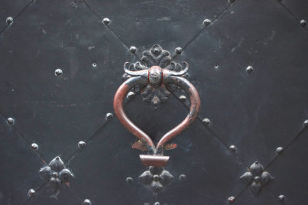 Old metal door detail in Graz, Styria region, Austriaの写真素材