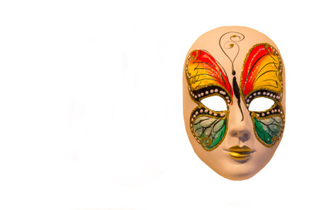 Colorful traditional Venetian mask isolated on white background.の写真素材