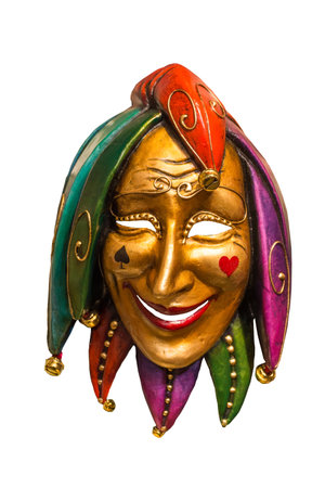 Colorful traditional Venetian mask isolated on white background.の写真素材