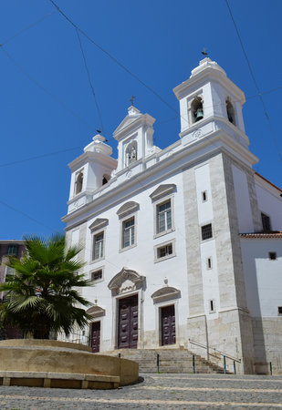Sao Miguel church in Alfama, the oldest district of Lisbon, Portugal.の写真素材