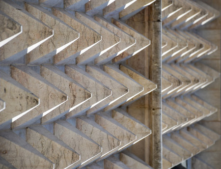 Ornamental wall detail on a building in Lisbon, Portugalの写真素材