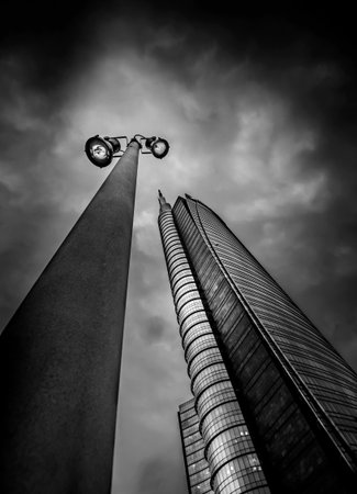 Milan/Italy- July 12, 2019: modern building of Unicredit tower in new Porta Nuova business district, the tallest skyscraper in Italyのeditorial素材
