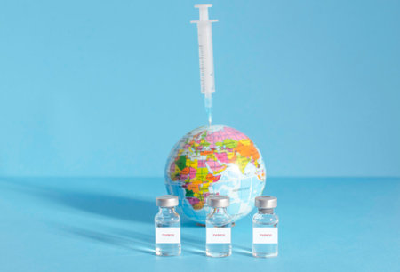 Graz, Austria-26.01.2021: Worldwide pandemic vaccination with the Moderna vaccine, beginning of mass vaccination for coronavirus, world immunization conceptual photo.のeditorial素材