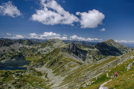 Mountain landscape with Bucura glacial lake in Retezat National Park, Carpathian Mountains, Romaniaの写真素材