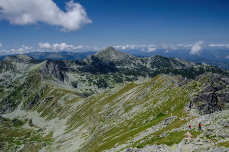 Mountain landscape in Retezat National Park, Carpathian Mountains, Romaniaの写真素材
