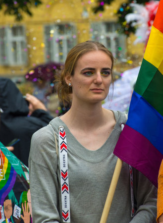 Graz, Austria - June 11, 2021: Happy, people at the annual gay paradeのeditorial素材