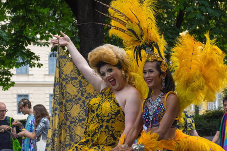 Graz, Austria - June 11, 2021: Happy, people at the annual gay parade