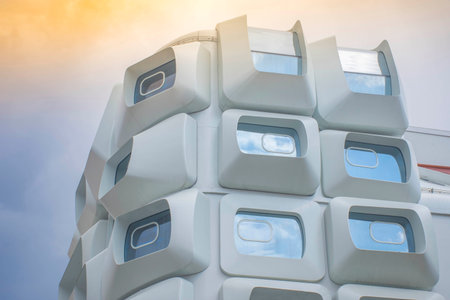 Graz, Austria-25.04.2021: Apartments in Argos modern residential building, planned by famous Zaha Hadid Architects, with big dimensioned white windows, in the heart of the old city of Grazのeditorial素材