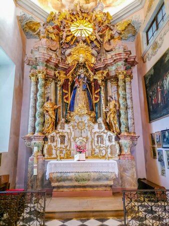 Beautiful interior of the pilgrimage Church Maria Strassengel, a 14th century Gothic church in the town of Judendorf Strassengel near Graz, Styria region, Austriaのeditorial素材