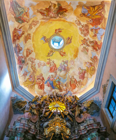 Beautiful interior of the pilgrimage Church Maria Strassengel, a 14th century Gothic church in the town of Judendorf Strassengel near Graz, Styria region, Austriaのeditorial素材