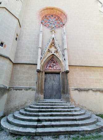 The pilgrimage Church Maria Strassengel, a 14th century Gothic church in the town Judendorf Strassengel near Graz, Styria region, Austriaのeditorial素材