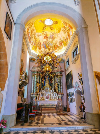 Beautiful interior of the pilgrimage Church Maria Strassengel, a 14th century Gothic church in the town of Judendorf Strassengel near Graz, Styria region, Austriaのeditorial素材