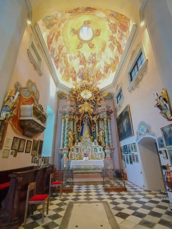 Beautiful interior of the pilgrimage Church Maria Strassengel, a 14th century Gothic church in the town of Judendorf Strassengel near Graz, Styria region, Austriaのeditorial素材