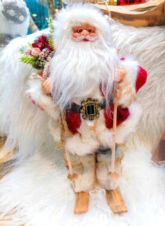 Cute Santa Claus, colorful Christmas holiday decorationsの写真素材
