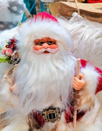Cute Santa Claus, colorful Christmas holiday decorationsの写真素材
