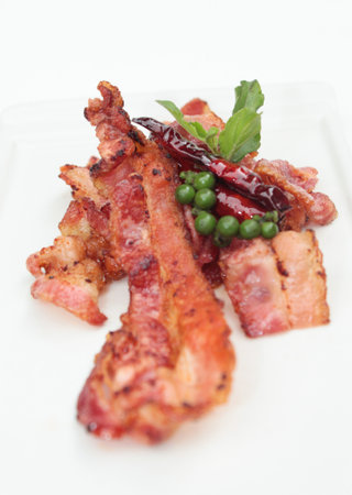 Crispy slices of baconの写真素材
